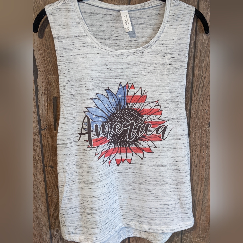 America sunflower flag inspired tank